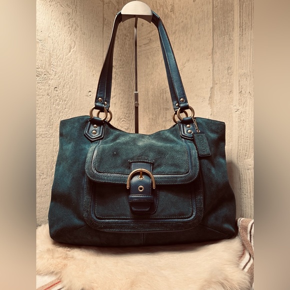 COACH Vintage Teal Suede Shoulder Bag